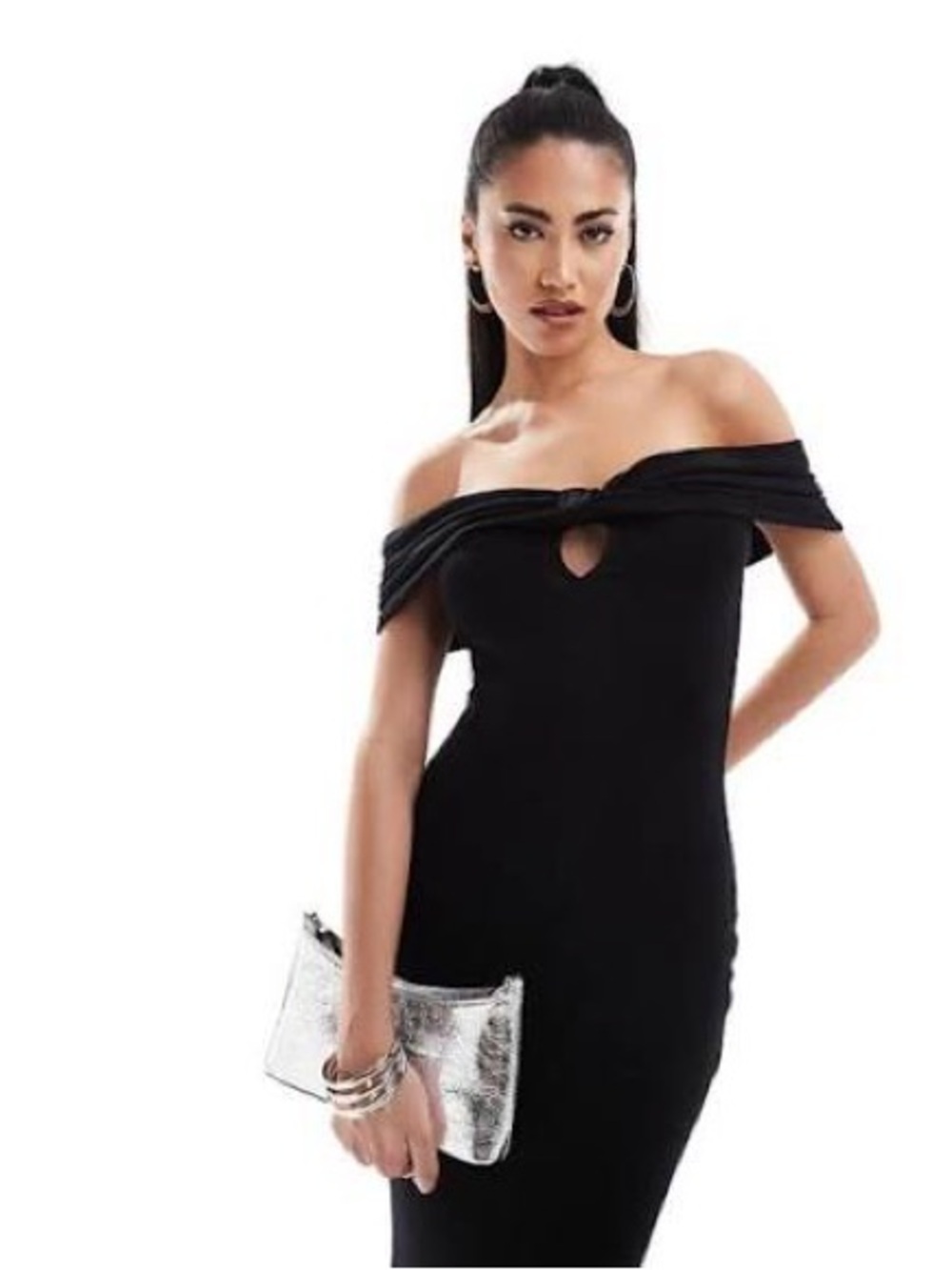 ASOS DESIGN Curve bow detail off the shoulder midi dress